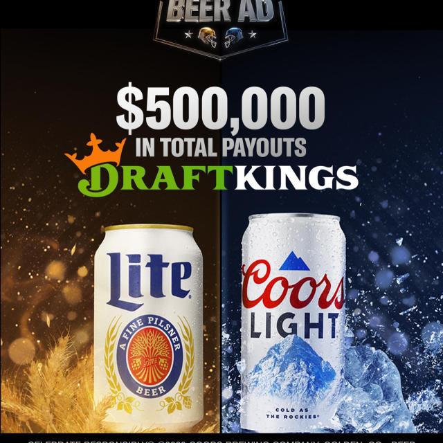 It’s your shot to win a share of $500,000 in total payouts in the first ad you can play on DraftKings. Make your free picks by 2.12.23. Link in bio or draftkings.com/highstakesbeerad